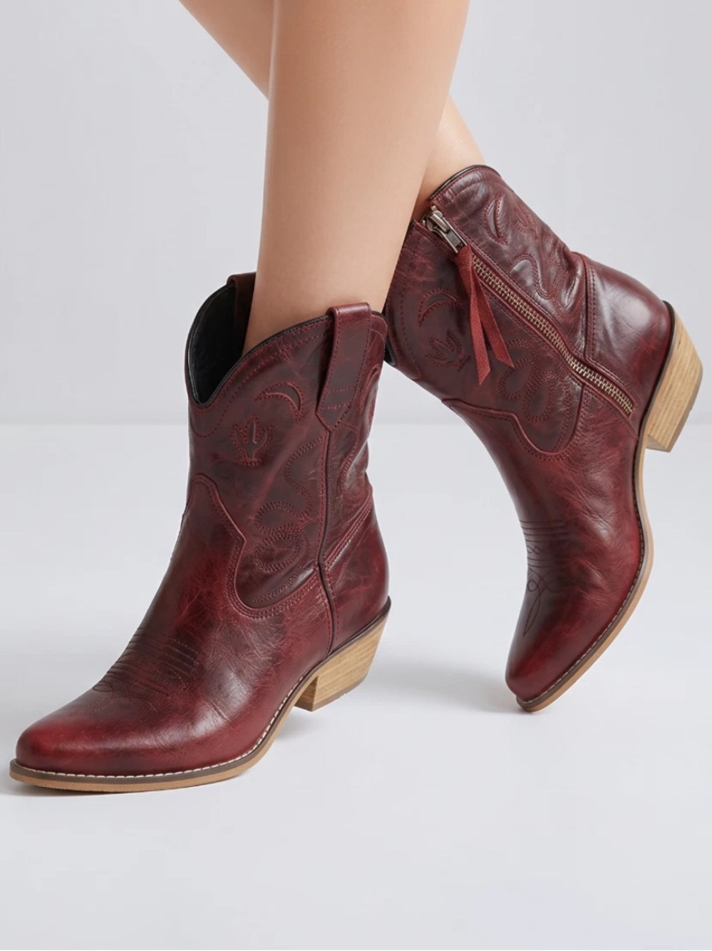 Dingo Ankle Boots Red Pointy Toe Side Zip Leather Women's 7.5 M Western Cowgirl